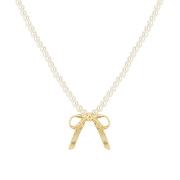 Casting Bow Pendant Pearl Bead Necklace - Picture 1 of 1